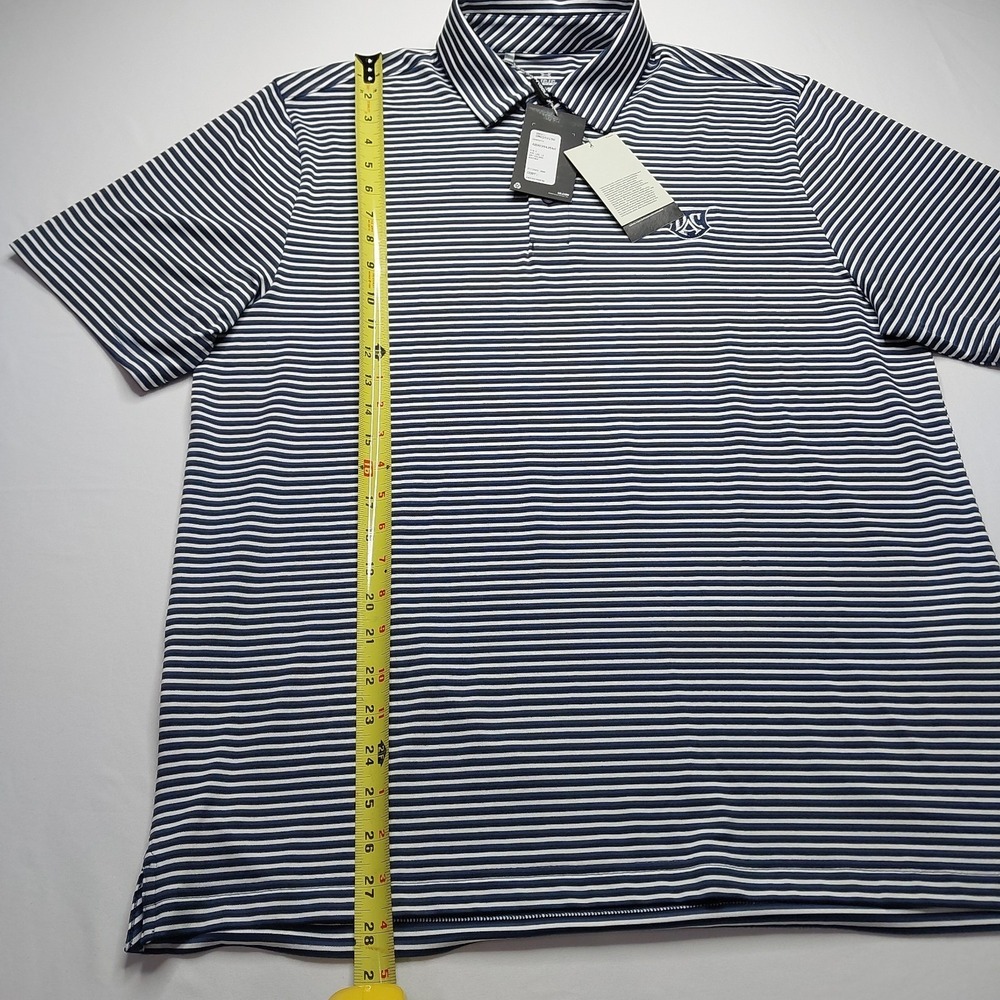 Under Armour Polo Shirt Mens Large UPF 30 Anti Odor Golf Performance Navy Stripe - Picture 6 of 10